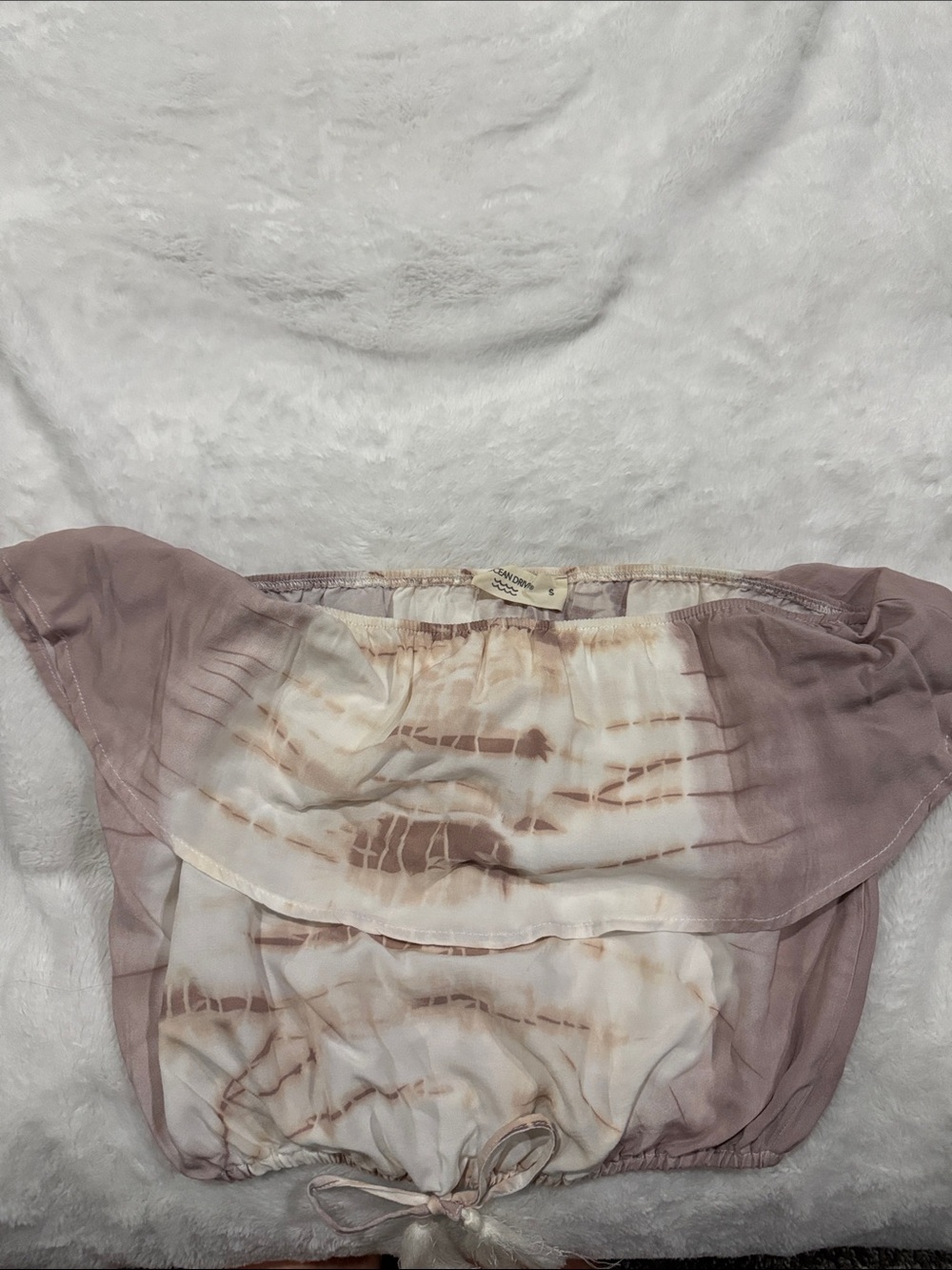 Ocean Drive Mauve and Cream Tie-Dye Bandeau Top